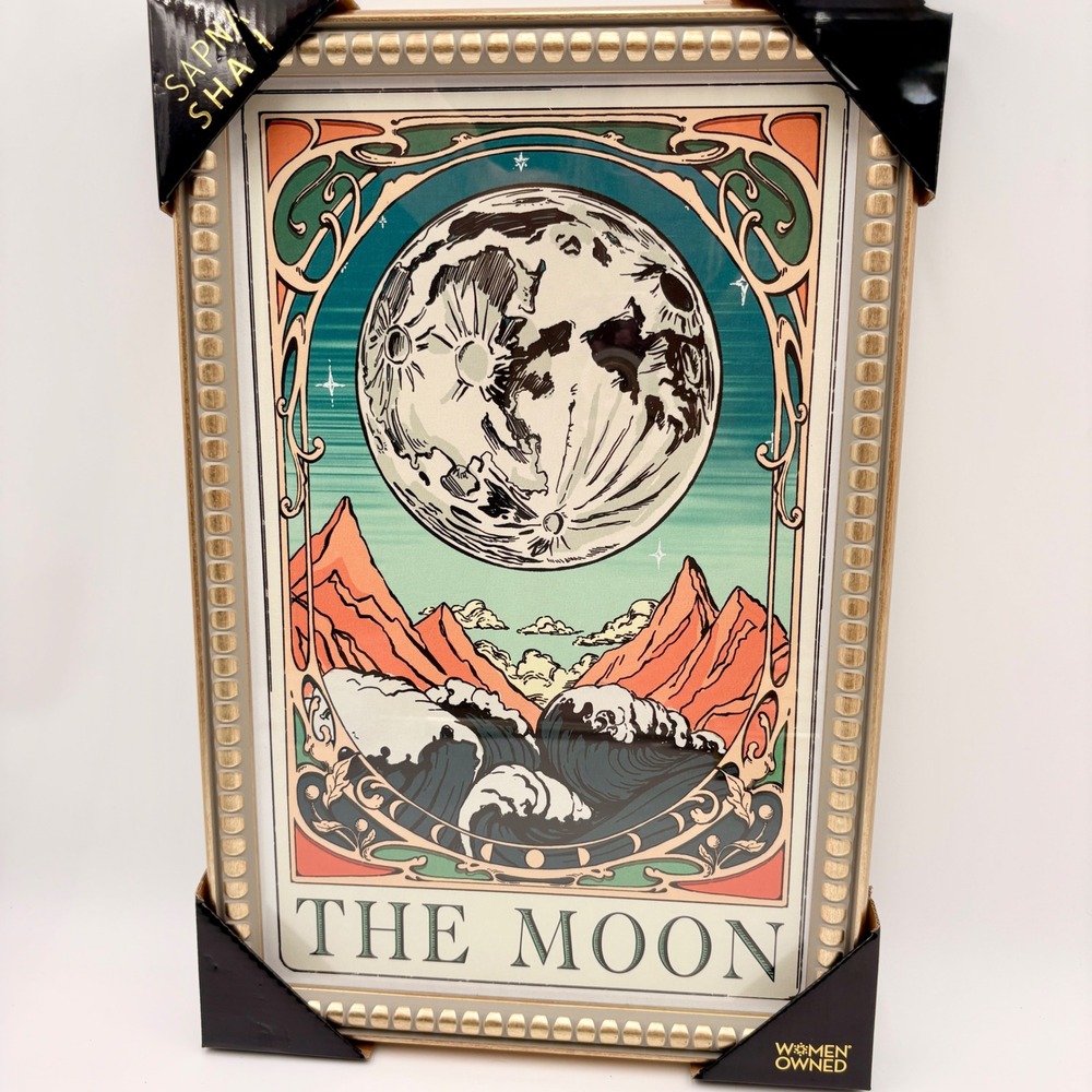 Sapna Shah The Moon Framed Wall Art Gold Beaded Frame Art Nouveau Celestial